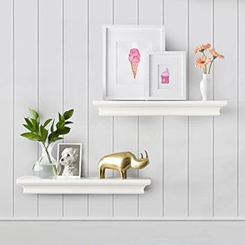 Amazon Com Ahdecor White Floating Shelves Ledge Wall Shelf For