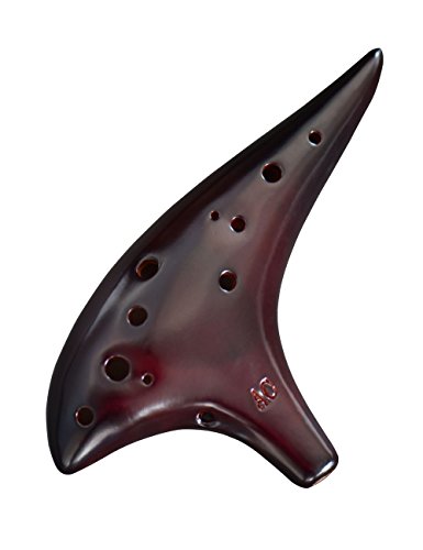 “Ocean Notes” 12 Hole Sweet Potato Ocarina Graceful Shape Pottery Ocarina in Alto C (Smoked Coffee)