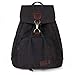 ZOORON Drawstring Canvas Backpack Vintage Rucksack Daypack (Black)
