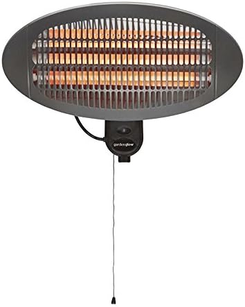 Garden Glow 2000W Infrared Electric Garden Outdoor Wall Mounted Patio Heater with 3 Power Settings (Graphite)