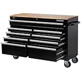 Husky 52 in. W 9-Drawer Mobile with 5 in. x 2 in. casters Work Bench in Black