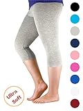 Passionate Adventure Premium Soft Light Comfy Fit Bamboo Capri Pants Under Dress Leggings for Women Regular and Plus Size Grey 4XL (US Size XL)