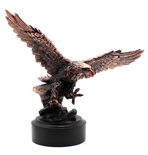 Patinated Copper Plated Eagle Departing A Rock Crag Bronze Look Figurine | Sculpture | Statue