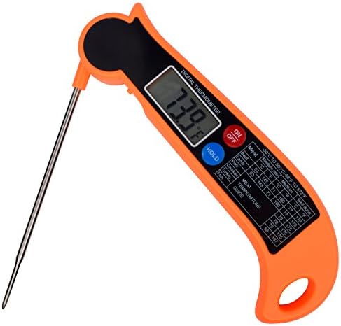 Barbecue Thermometer, Super Fast Digital Electronic Food Thermometer, Cooking Thermometer, Barbecue Meat Thermometer with Collapsible Internal Probe for Grilling Cooking Meat Kitchen (Orange)
