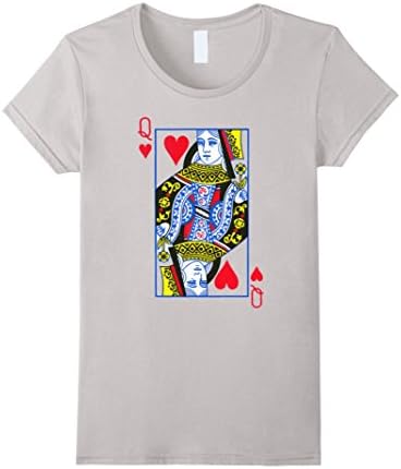 Women's Queen of Hearts Playing Card Costume T-Shirt Large Silver