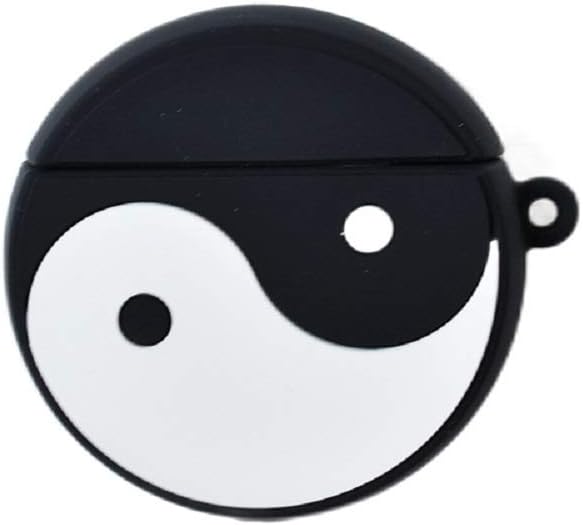 China Tai Chi Yin Yang Apple Airpods Charging Case Wireless Bluetooth Kung Fu Protector Silicone Cover and Keychain Anti-dust Anti-Slip Anti-Scratch Compatible with Airpods 1/2