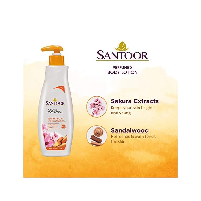 Santoor Perfumed Body Lotion for Whitening & UV Protection with