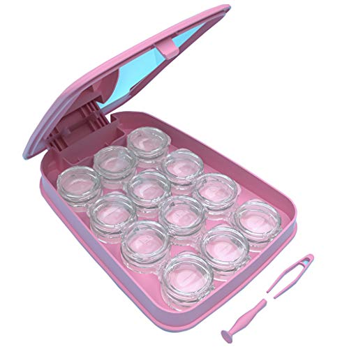 Woniutch Bulk Contact Lens Case Travel Kit with Mirror,6 Sets Design (Pink)