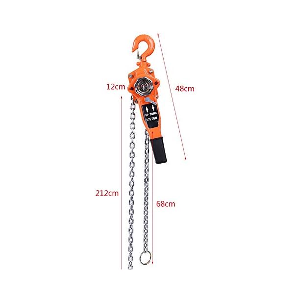 Ejoyous 0,75 T Kettenzug, Flaschenzug Hebezug Kettenflaschenzug Seilzug Kran Kette Block Hoist Ratchet Hoist Ratsche… – Bild 6
