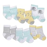Gerber Baby 6-Pair Wiggle Proof Sock, Elephant Dream, 0-3 Months