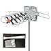 Able Signal 150 Miles Amplified HD Digital Outdoor HDTV Antenna with Motorized 360 Degree Rotation, UHF/VHF/FM Radio with Infrared Remote Control with Cable Management Kit