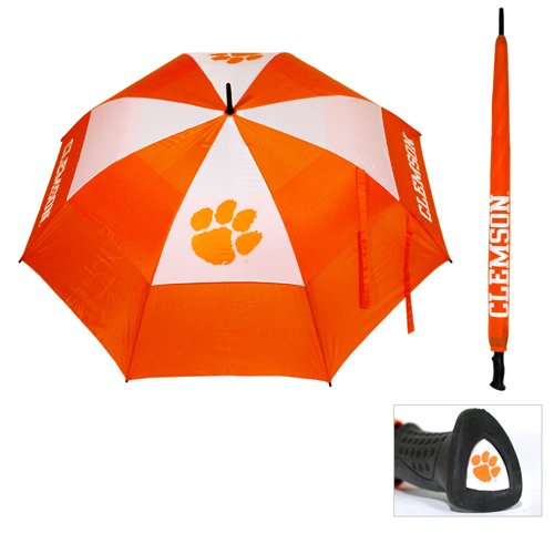 Team Golf NCAA Clemson Tigers 62" Golf Umbrella with Protective Sheath, Double Canopy Wind Protection Design, Auto Open Button