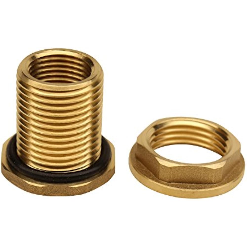 BBF020 Solid Brass Bulkhead Tank Fitting (1/2 Inch Straight Female Pipe