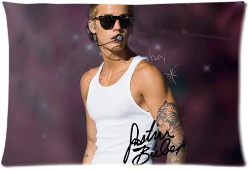 Famous Music Star Justin Bieber Pillowcase Zippered Pillow Case 20x30 Standard (Twin sides)