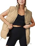 Freyhem Puffer Vest Women Sleeveless Quilted Zip Up