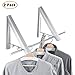 BESy Folding Clothes Hanger Adjustable Drying Rack Retractable Coat Hanger Home Storage Organiser Instant Closet, Wall Mounted with Screws,Matte Polished Aluminum(2 Packs)