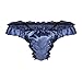 CHICTRY Men's Stain Ruffle Frilly Low Rise Thong Underwear Sissy Pouch Crossdres Panties Navy Blue X-Large(Waist31.0-56.0