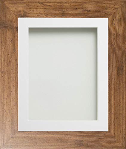 Frame Company Watson Range Rustic 6x4 inch Picture Photo Frame with White Mount for Image 5x3 inch *Choice of Sizes* Fitted with Real Glass