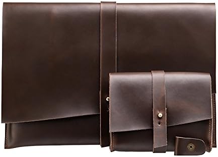 SHUHAN Computer Laptop Accessory Universal Genuine Leather Business Power Adapter Laptop Tablet Bag with Cable Winder, For 15.4 inch and Below Macbook, Samsung, Lenovo, Sony, DELL Alienware, CHUWI, AS