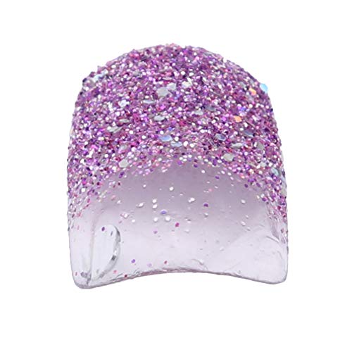 EH-LIFE 24pcs False Nails Glitter Head Square Rhinestone Bride Wedding Nail Art Adhesive Glue