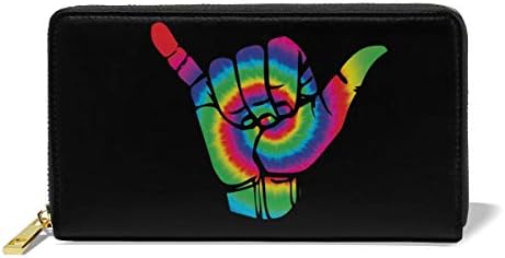 Hand Jinl Shaka Sign Women Organizer Leather Wallet Clutch Long Purse