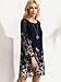 Floerns Women's Casual Floral Print Chiffon Sleeve A-Line Shift Mini Dresses Navy Blue-2 XL