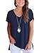 Short Sleeve Tops for Women Casual Loose T Shirt High Low Navy X-Large