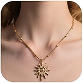 YGBDS Gold Sun Necklace for Women Boho Pendant Dainty Gold Spiral Necklace Statement Necklaces Jewelry for Women