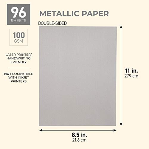 96 Pack Metallic Paper, Shimmer Silver Paper Double Sided for DIY Crafts, Paper Flowers, Origami, Pe - //coolthings.us