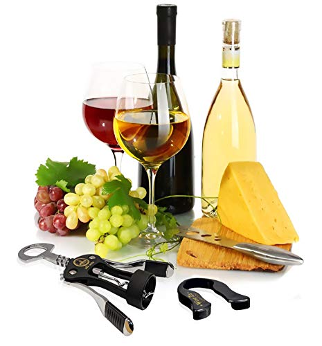Wine Ziz Wing Corkscrew Bottle Opener with Bonus Foil Cutter | Sturdy Metal Cork Screw | Built-In Beer Cap Opener | Sleek and Stylish Accessories | Best Housewarming Kitchen Gift for Women and Men