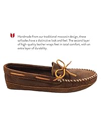 Minnetonka Men's Suede Moccasin Slippers, Double Bottom Softsole Moc Slip-on