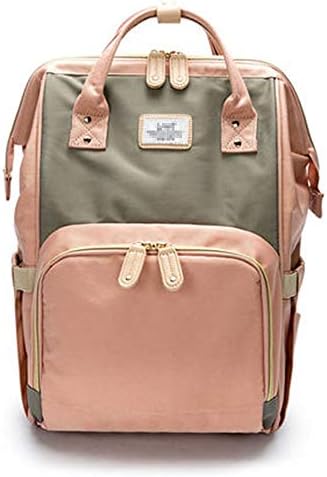 Large Capacity Baby Diaper Bag Backpack with Changing Pad Mummy Nappy Bags Organizer Waterproof Multi- Funtion Travel Shoulderbag with Stroller Straps for Boys Girls Dad (Pink Plus Dark Grey)