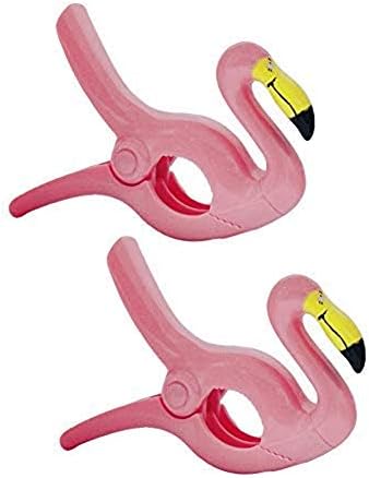 Shareculture 2 Pack Parrot Beach Towel Clips Flamingo Parrot Towel Holders Portable Towel Clips,Chip Clips,Secure Clips,Assorted Styles