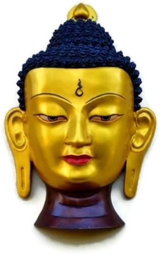 AapnoCraft Shiny Buddha Head Wall Sculpture Large Buddha Head/Face Hanging Thai Religious Buddhist Wall Mask Wedding Decor