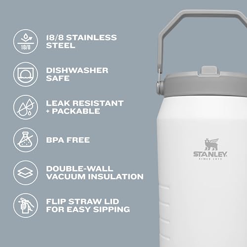 Stanley IceFlow Flip Straw Jug with Handle 64 oz| Twist On Lid and Flip Up Straw | Leak Resistant for Travel and Sports | Insulated Stainless Steel | BPA-Free | Rose Quartz