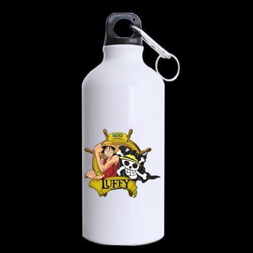 Anime One Piece Luffy Customized Personalized Aluminum Sports Bottle Water Bottles White 13.5 OZ Travel Mug (Two Sides Printed)