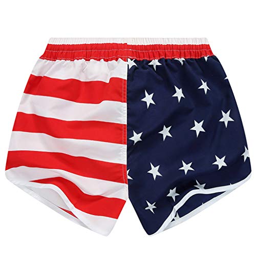 TOTOD Shorts Women Casual Beach Pants American Flag Stripes Stars Print Home Sweatpants Leisure Wild White