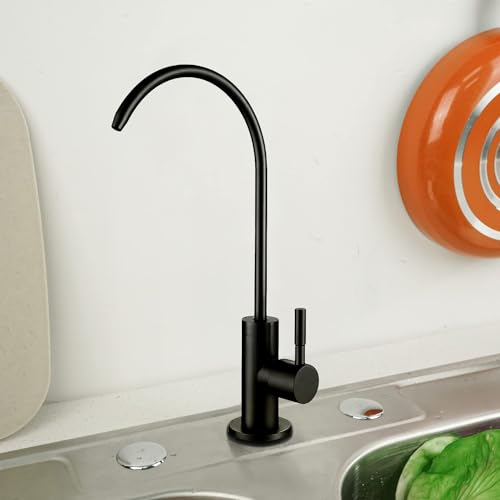 SOLVEX Grifo de Filtro Purificador de Agua Potable, Llave de Filtro de Agua para Cocina, Grifo de filtro, Grifo Giratorio de Acero Inoxidable de 360 ​​Grados, Negro Mate, SP-10016-N