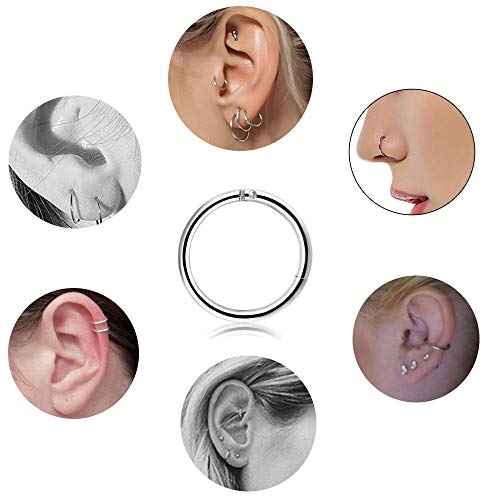 THUNARAZ 3 Pair Stainless Steel 16G Sleeper Earrings Septum Clicker Lip