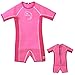 Hush Gecko Kids Thermal Swimsuit, UPF50+ Protection, Neoprene Swimwear 3mm Thickness, Swim Suit Wetsuit Aqua Warmer(Size 3,Pink)