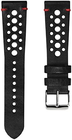 Geckota® Vintage Gillingham Genuine Leather Perforated Racing Watch Strap, 20mm & 22mm