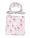 Baby Cotton Swaddling & Receiving Blanket and Hair Bow Headband Set (Flamingo Print)