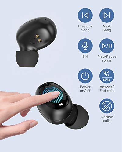 LASUNEY Bluetooth 5.0 True Wireless Earbuds with Charging Case for iPhone Android, Touch Control Waterproof Single-Twins Mode TWS Stereo Headphones with mic, in-Ear Earphones Headset for Sport - Thumbnail 3