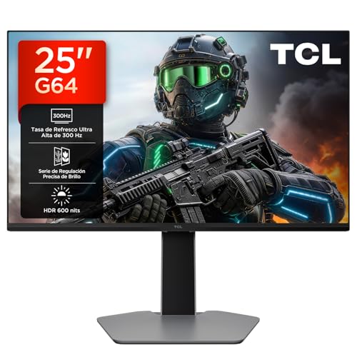 TCL 25 QD-Mini-LED 25G64 Monitor, Full HD Resolution, 300Hz, Fast-IPS Panel, 600 Nits HDR, 1ms GTG Response Time, AMD Freesync Premium, G-Sync Compatible