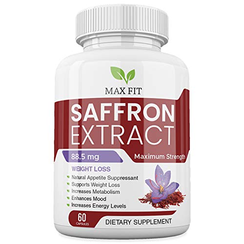 Saffron Supplement with 88.50mg Pure Saffron Extract for Weight Loss-Natural Appetite Control & Suppression Pills. 60 Saffron Capsules. Anxiety Relief. Saffron Supplement for Macular Degeneration