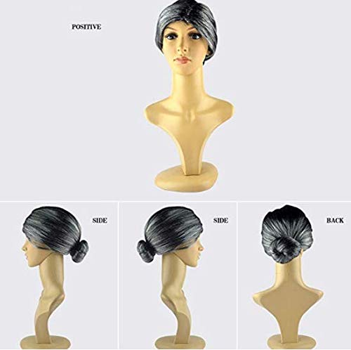 HAKACC Grau Großmutter Perücke, Oma Perücke Verkleidung Party Karneval Kostüm Accessoire