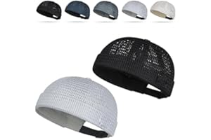 2 Pack Men's Breathable Brimless Hat Summer Style Mesh Tang, Adjustable Cap Docker Beanie, Breathable Mesh Cap