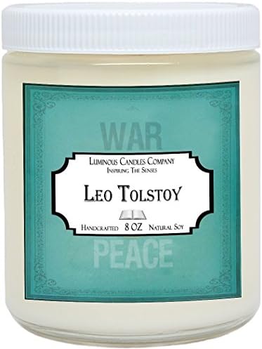Book Candle - Tolstoy - 8 oz Soy Candle - Literary Gift - Writers Gift - Library Decor By Luminous Candles Company