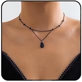 PINK TOWN Gothic Blood Drop Choker Necklace for Women Vintage Red Black Teardrop Crystal Pendant Necklace Dark Style Vampire Layering Necklaces Y2k Goth Necklaces Halloween Birthday Party Jewelry