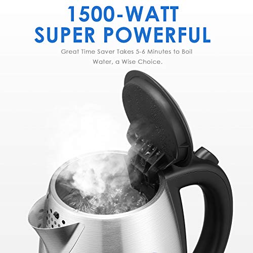 Deik Electric Kettle Stainless Steel Cordless Tea Kettle with British Strix Control, 1.7-Liter Water Kettle 1500W Fast Boiling, Hot Water Kettle Electric with Auto Shut-Off, BPA-Free - Thumbnail 2
